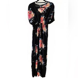 Kaftan Floral Black Maxi Dress
